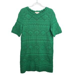 Boden Claudia Texture Knit Dress Highland Green Above Knee Short Sleeve 10R
